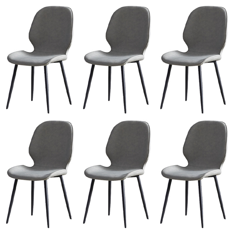 Contemporary Metal Dining Room Chairs Wingback Side Armless Chair for Home Use Light Gray 6 Piece Set Clearhalo ' kitchen&dining_furn' 'Dining Chairs' 'Dining Tables & Seating' 'dining_chair' 'furn' 'furn_dining_chair' 'Furniture' 'furniture_dining_chair' 'Kitchen & Dining Furniture' 'kitchen' 3725572
