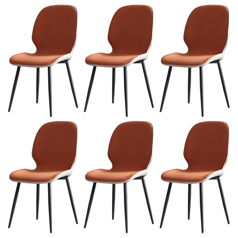 Contemporary Metal Dining Room Chairs Wingback Side Armless Chair for Home Use Orange 6 Piece Set Clearhalo ' kitchen&dining_furn' 'Dining Chairs' 'Dining Tables & Seating' 'dining_chair' 'furn' 'furn_dining_chair' 'Furniture' 'furniture_dining_chair' 'Kitchen & Dining Furniture' 'kitchen' 3725579