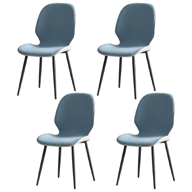 Contemporary Metal Dining Room Chairs Wingback Side Armless Chair for Home Use Blue-Gray 4 Piece Set Clearhalo ' kitchen&dining_furn' 'Dining Chairs' 'Dining Tables & Seating' 'dining_chair' 'furn' 'furn_dining_chair' 'Furniture' 'furniture_dining_chair' 'Kitchen & Dining Furniture' 'kitchen' 3725583