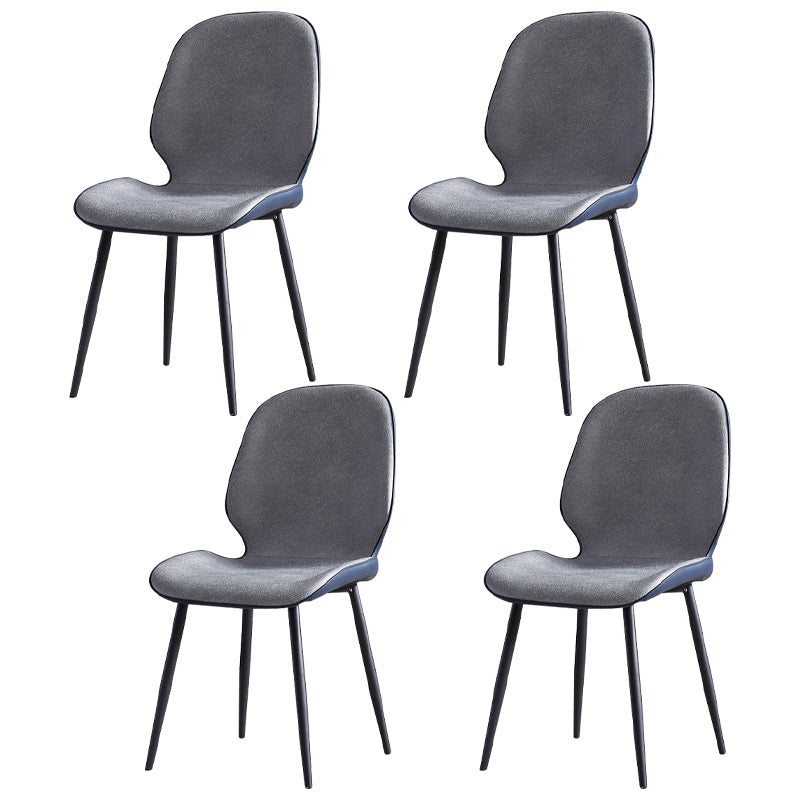 Contemporary Metal Dining Room Chairs Wingback Side Armless Chair for Home Use Gray-Blue 4 Piece Set Clearhalo ' kitchen&dining_furn' 'Dining Chairs' 'Dining Tables & Seating' 'dining_chair' 'furn' 'furn_dining_chair' 'Furniture' 'furniture_dining_chair' 'Kitchen & Dining Furniture' 'kitchen' 3725588
