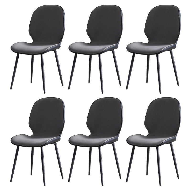 Contemporary Metal Dining Room Chairs Wingback Side Armless Chair for Home Use Gray Black 6 Piece Set Clearhalo ' kitchen&dining_furn' 'Dining Chairs' 'Dining Tables & Seating' 'dining_chair' 'furn' 'furn_dining_chair' 'Furniture' 'furniture_dining_chair' 'Kitchen & Dining Furniture' 'kitchen' 3725592