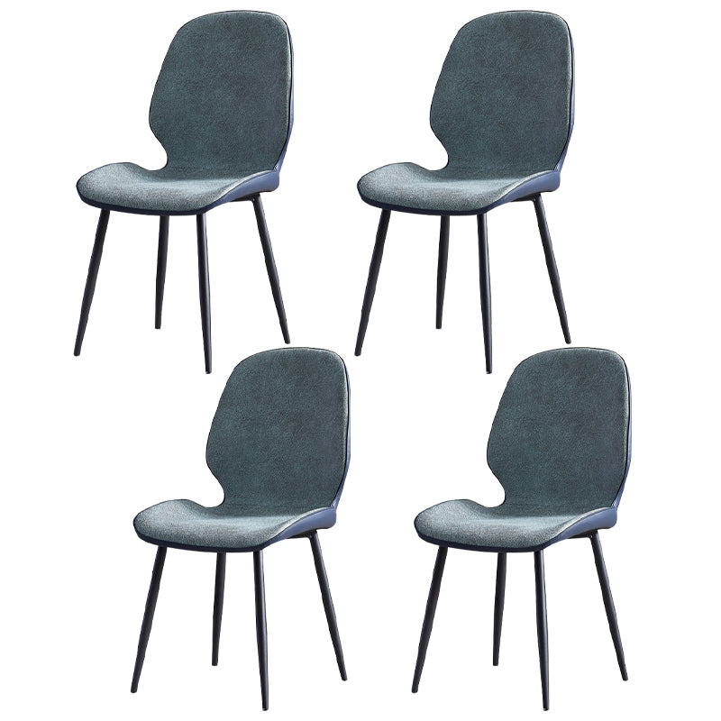 Contemporary Metal Dining Room Chairs Wingback Side Armless Chair for Home Use Green-Blue 4 Piece Set Clearhalo ' kitchen&dining_furn' 'Dining Chairs' 'Dining Tables & Seating' 'dining_chair' 'furn' 'furn_dining_chair' 'Furniture' 'furniture_dining_chair' 'Kitchen & Dining Furniture' 'kitchen' 3725594