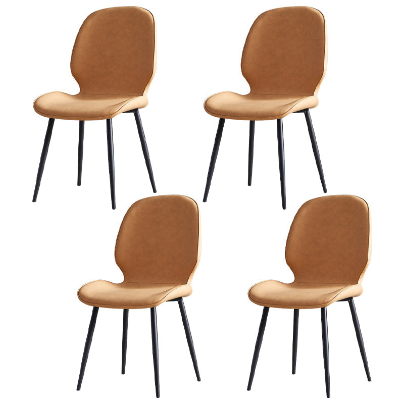 Contemporary Metal Dining Room Chairs Wingback Side Armless Chair for Home Use Orange 4 Piece Set Clearhalo ' kitchen&dining_furn' 'Dining Chairs' 'Dining Tables & Seating' 'dining_chair' 'furn' 'furn_dining_chair' 'Furniture' 'furniture_dining_chair' 'Kitchen & Dining Furniture' 'kitchen' 3725597