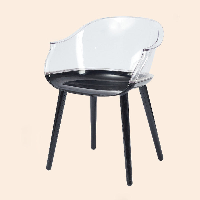 Glam Style Plastic Chair Solid Back Arm Dining Room Kitchen Chairs Set Clear 1 Piece Clearhalo ' kitchen&dining_furn' 'Dining Chairs' 'Dining Tables & Seating' 'dining_chair' 'Furniture' 'furniture_dining_chair' 'Kitchen & Dining Furniture' 'kitchen' 3725600