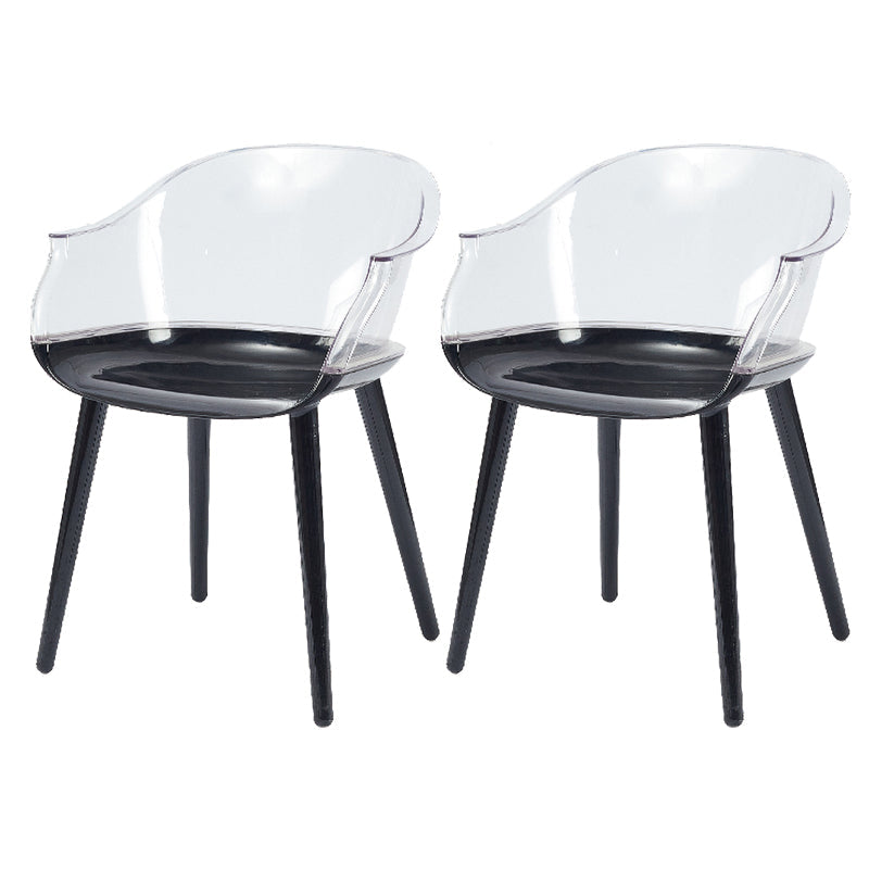 Glam Style Plastic Chair Solid Back Arm Dining Room Kitchen Chairs Set Clear Set of 2 Clearhalo ' kitchen&dining_furn' 'Dining Chairs' 'Dining Tables & Seating' 'dining_chair' 'Furniture' 'furniture_dining_chair' 'Kitchen & Dining Furniture' 'kitchen' 3725601