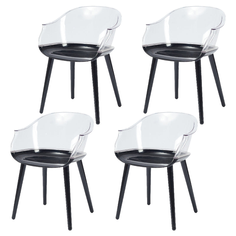 Glam Style Plastic Chair Solid Back Arm Dining Room Kitchen Chairs Set Clear Set of 4 Clearhalo ' kitchen&dining_furn' 'Dining Chairs' 'Dining Tables & Seating' 'dining_chair' 'Furniture' 'furniture_dining_chair' 'Kitchen & Dining Furniture' 'kitchen' 3725603