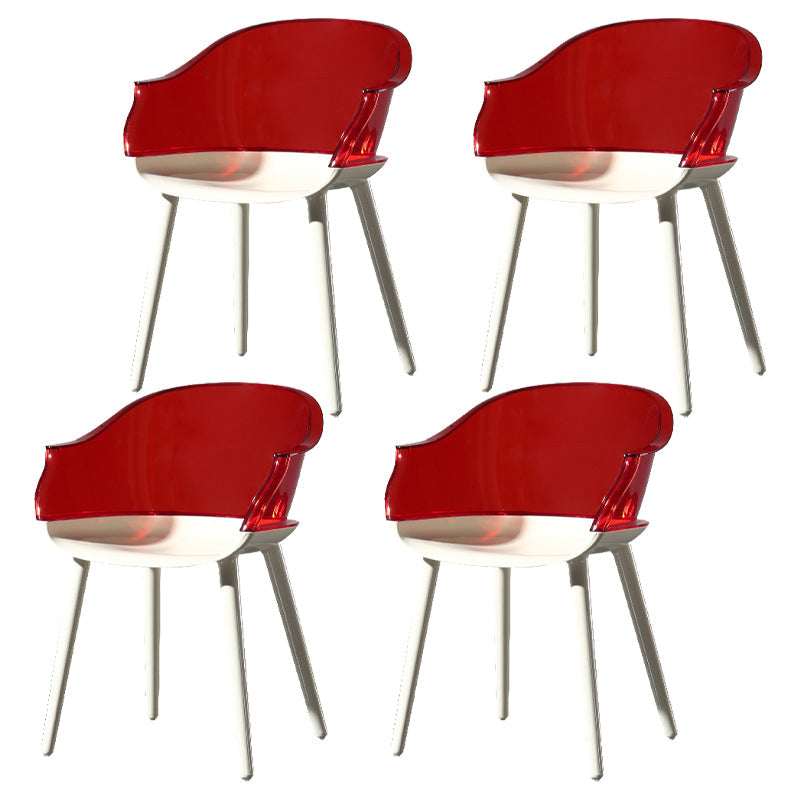 Glam Style Plastic Chair Solid Back Arm Dining Room Kitchen Chairs Set Dark Red Set of 4 Clearhalo ' kitchen&dining_furn' 'Dining Chairs' 'Dining Tables & Seating' 'dining_chair' 'Furniture' 'furniture_dining_chair' 'Kitchen & Dining Furniture' 'kitchen' 3725615