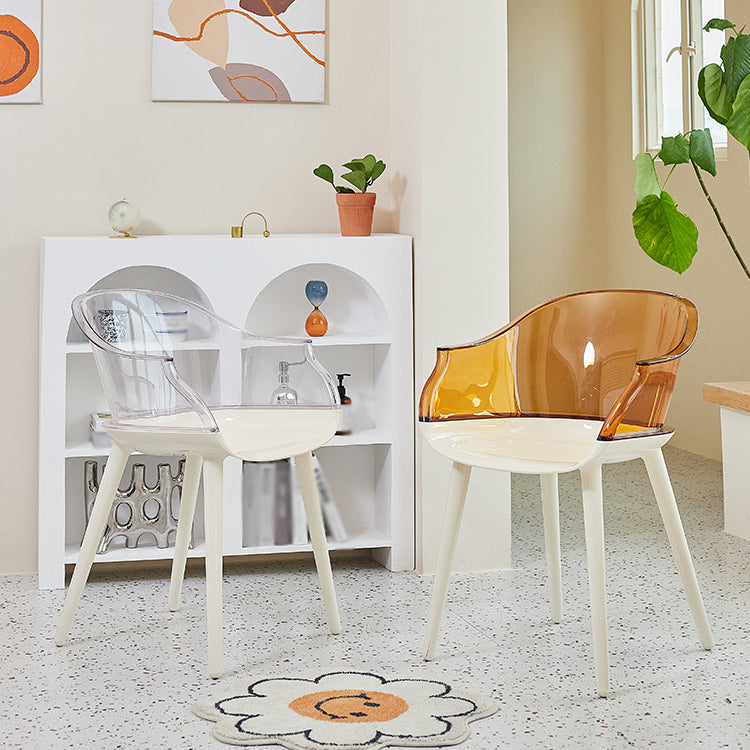 Glam Style Plastic Chair Solid Back Arm Dining Room Kitchen Chairs Set Clearhalo ' kitchen&dining_furn' 'Dining Chairs' 'Dining Tables & Seating' 'dining_chair' 'Furniture' 'furniture_dining_chair' 'Kitchen & Dining Furniture' 'kitchen' 3725616