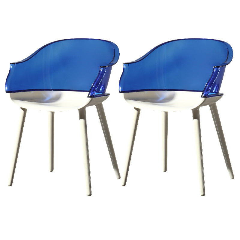 Glam Style Plastic Chair Solid Back Arm Dining Room Kitchen Chairs Set Blue Set of 2 Clearhalo ' kitchen&dining_furn' 'Dining Chairs' 'Dining Tables & Seating' 'dining_chair' 'Furniture' 'furniture_dining_chair' 'Kitchen & Dining Furniture' 'kitchen' 3725619