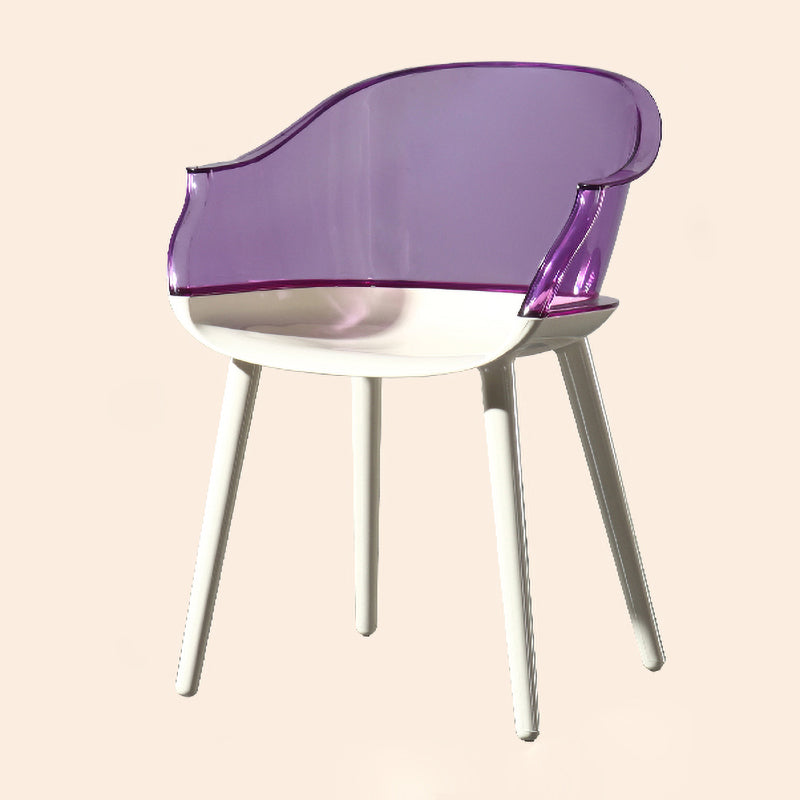 Glam Style Plastic Chair Solid Back Arm Dining Room Kitchen Chairs Set Purple 1 Piece Clearhalo ' kitchen&dining_furn' 'Dining Chairs' 'Dining Tables & Seating' 'dining_chair' 'Furniture' 'furniture_dining_chair' 'Kitchen & Dining Furniture' 'kitchen' 3725621