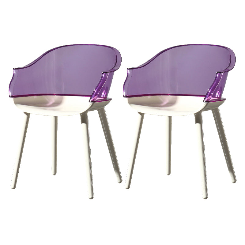 Glam Style Plastic Chair Solid Back Arm Dining Room Kitchen Chairs Set Purple Set of 2 Clearhalo ' kitchen&dining_furn' 'Dining Chairs' 'Dining Tables & Seating' 'dining_chair' 'Furniture' 'furniture_dining_chair' 'Kitchen & Dining Furniture' 'kitchen' 3725622