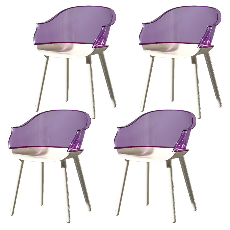 Glam Style Plastic Chair Solid Back Arm Dining Room Kitchen Chairs Set Purple Set of 4 Clearhalo ' kitchen&dining_furn' 'Dining Chairs' 'Dining Tables & Seating' 'dining_chair' 'Furniture' 'furniture_dining_chair' 'Kitchen & Dining Furniture' 'kitchen' 3725623