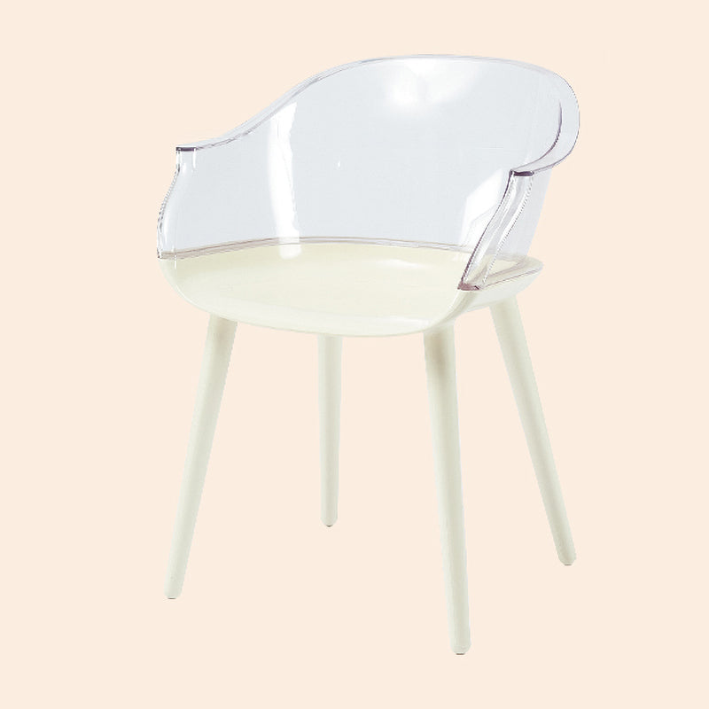 Glam Style Plastic Chair Solid Back Arm Dining Room Kitchen Chairs Set White-Clear 1 Piece Clearhalo ' kitchen&dining_furn' 'Dining Chairs' 'Dining Tables & Seating' 'dining_chair' 'Furniture' 'furniture_dining_chair' 'Kitchen & Dining Furniture' 'kitchen' 3725624