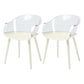Glam Style Plastic Chair Solid Back Arm Dining Room Kitchen Chairs Set White-Clear Set of 2 Clearhalo ' kitchen&dining_furn' 'Dining Chairs' 'Dining Tables & Seating' 'dining_chair' 'Furniture' 'furniture_dining_chair' 'Kitchen & Dining Furniture' 'kitchen' 3725625