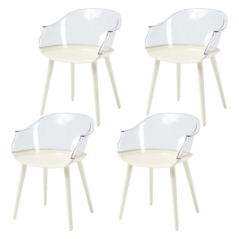 Glam Style Plastic Chair Solid Back Arm Dining Room Kitchen Chairs Set White-Clear Set of 4 Clearhalo ' kitchen&dining_furn' 'Dining Chairs' 'Dining Tables & Seating' 'dining_chair' 'Furniture' 'furniture_dining_chair' 'Kitchen & Dining Furniture' 'kitchen' 3725626