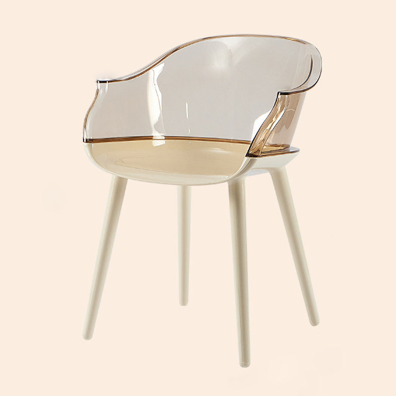 Glam Style Plastic Chair Solid Back Arm Dining Room Kitchen Chairs Set Amber 1 Piece Clearhalo ' kitchen&dining_furn' 'Dining Chairs' 'Dining Tables & Seating' 'dining_chair' 'Furniture' 'furniture_dining_chair' 'Kitchen & Dining Furniture' 'kitchen' 3725627