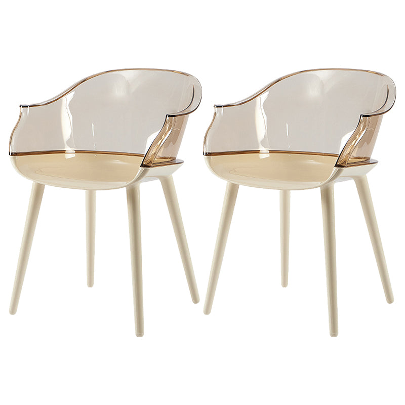 Glam Style Plastic Chair Solid Back Arm Dining Room Kitchen Chairs Set Amber Set of 2 Clearhalo ' kitchen&dining_furn' 'Dining Chairs' 'Dining Tables & Seating' 'dining_chair' 'Furniture' 'furniture_dining_chair' 'Kitchen & Dining Furniture' 'kitchen' 3725628