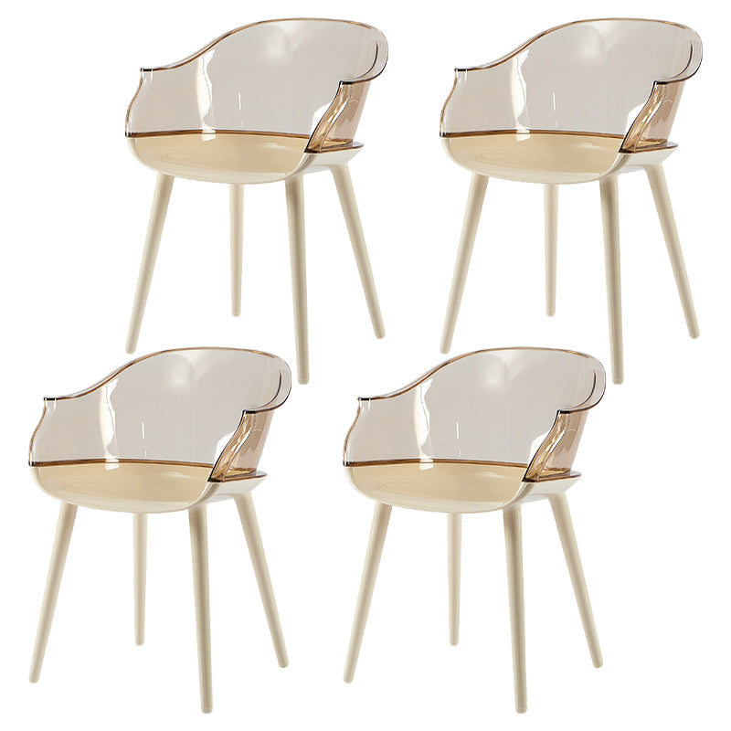 Glam Style Plastic Chair Solid Back Arm Dining Room Kitchen Chairs Set Amber Set of 4 Clearhalo ' kitchen&dining_furn' 'Dining Chairs' 'Dining Tables & Seating' 'dining_chair' 'Furniture' 'furniture_dining_chair' 'Kitchen & Dining Furniture' 'kitchen' 3725629