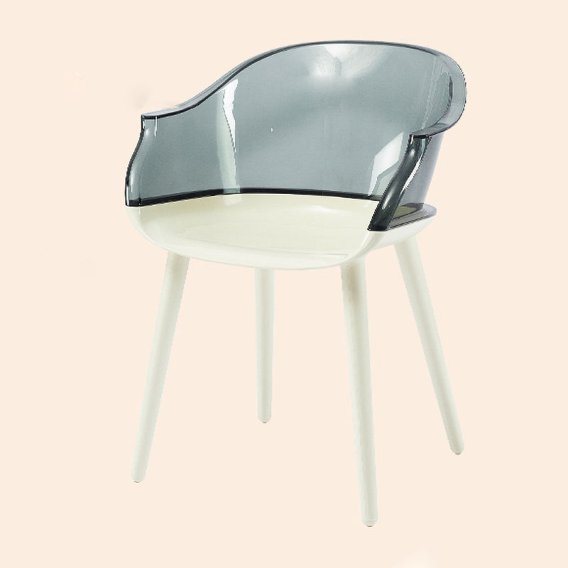 Glam Style Plastic Chair Solid Back Arm Dining Room Kitchen Chairs Set Gray-White 1 Piece Clearhalo ' kitchen&dining_furn' 'Dining Chairs' 'Dining Tables & Seating' 'dining_chair' 'Furniture' 'furniture_dining_chair' 'Kitchen & Dining Furniture' 'kitchen' 3725630