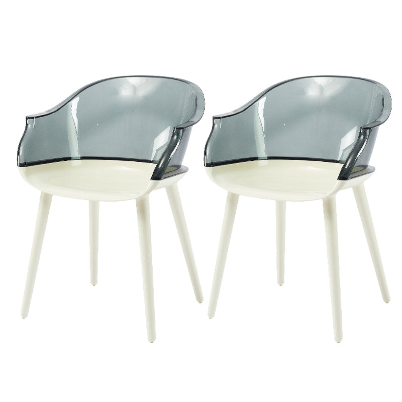 Glam Style Plastic Chair Solid Back Arm Dining Room Kitchen Chairs Set Gray-White Set of 2 Clearhalo ' kitchen&dining_furn' 'Dining Chairs' 'Dining Tables & Seating' 'dining_chair' 'Furniture' 'furniture_dining_chair' 'Kitchen & Dining Furniture' 'kitchen' 3725631