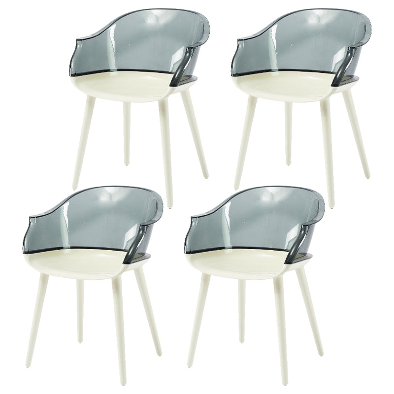 Glam Style Plastic Chair Solid Back Arm Dining Room Kitchen Chairs Set Gray-White Set of 4 Clearhalo ' kitchen&dining_furn' 'Dining Chairs' 'Dining Tables & Seating' 'dining_chair' 'Furniture' 'furniture_dining_chair' 'Kitchen & Dining Furniture' 'kitchen' 3725632