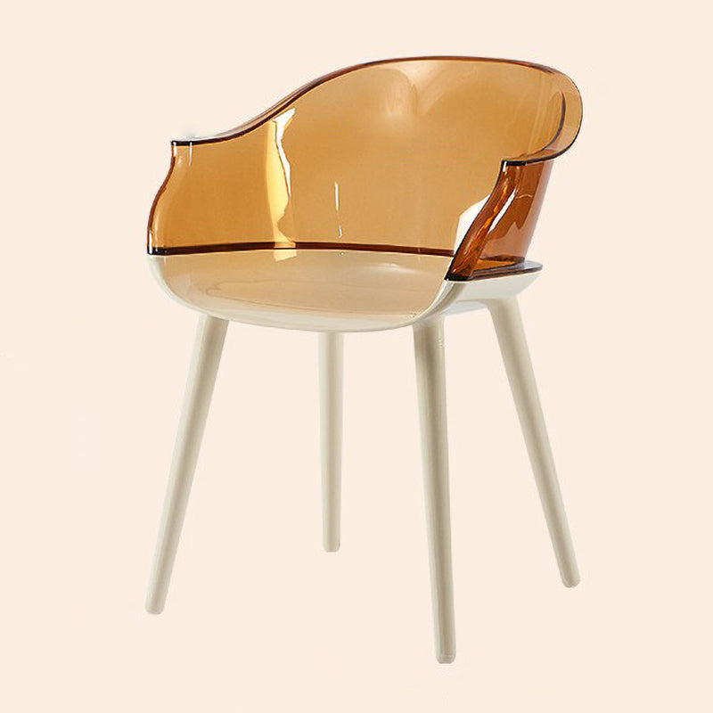 Glam Style Plastic Chair Solid Back Arm Dining Room Kitchen Chairs Set Tan 1 Piece Clearhalo ' kitchen&dining_furn' 'Dining Chairs' 'Dining Tables & Seating' 'dining_chair' 'Furniture' 'furniture_dining_chair' 'Kitchen & Dining Furniture' 'kitchen' 3725633