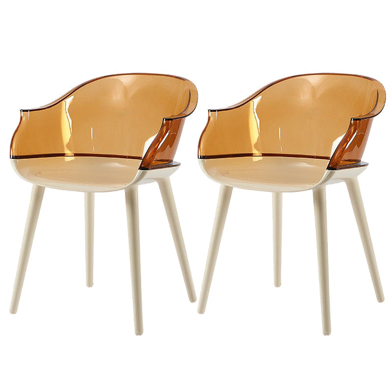 Glam Style Plastic Chair Solid Back Arm Dining Room Kitchen Chairs Set Tan Set of 2 Clearhalo ' kitchen&dining_furn' 'Dining Chairs' 'Dining Tables & Seating' 'dining_chair' 'Furniture' 'furniture_dining_chair' 'Kitchen & Dining Furniture' 'kitchen' 3725634