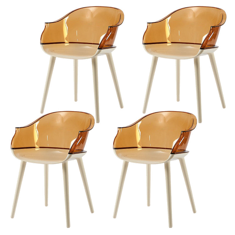 Glam Style Plastic Chair Solid Back Arm Dining Room Kitchen Chairs Set Tan Set of 4 Clearhalo ' kitchen&dining_furn' 'Dining Chairs' 'Dining Tables & Seating' 'dining_chair' 'Furniture' 'furniture_dining_chair' 'Kitchen & Dining Furniture' 'kitchen' 3725635