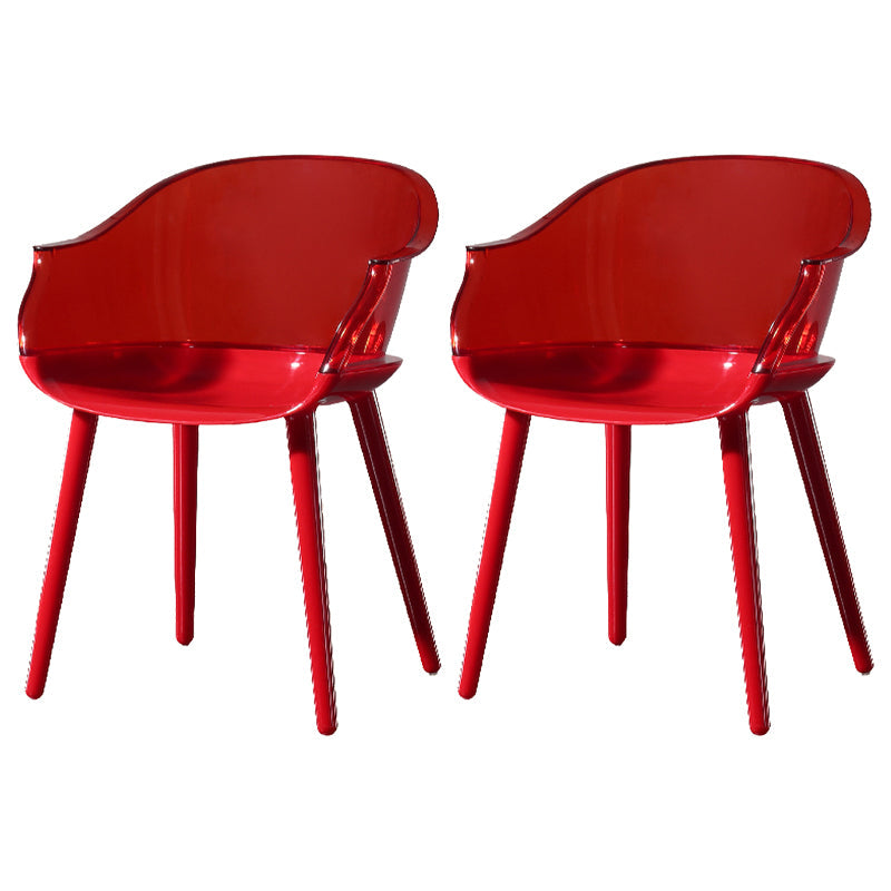 Glam Style Plastic Chair Solid Back Arm Dining Room Kitchen Chairs Set Red Set of 2 Clearhalo ' kitchen&dining_furn' 'Dining Chairs' 'Dining Tables & Seating' 'dining_chair' 'Furniture' 'furniture_dining_chair' 'Kitchen & Dining Furniture' 'kitchen' 3725637