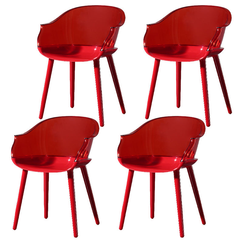 Glam Style Plastic Chair Solid Back Arm Dining Room Kitchen Chairs Set Red Set of 4 Clearhalo ' kitchen&dining_furn' 'Dining Chairs' 'Dining Tables & Seating' 'dining_chair' 'Furniture' 'furniture_dining_chair' 'Kitchen & Dining Furniture' 'kitchen' 3725638
