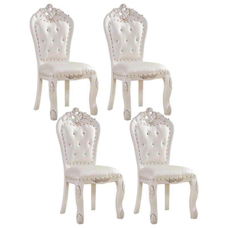 Upholstered European Style Restaurant Side Chair Open White Dining Chair White 4 Piece Set Clearhalo ' kitchen&dining_furn' 'Dining Chairs' 'Dining Tables & Seating' 'dining_chair' 'furn' 'furn_dining_chair' 'Furniture' 'furniture_dining_chair' 'Kitchen & Dining Furniture' 'kitchen' 3725641
