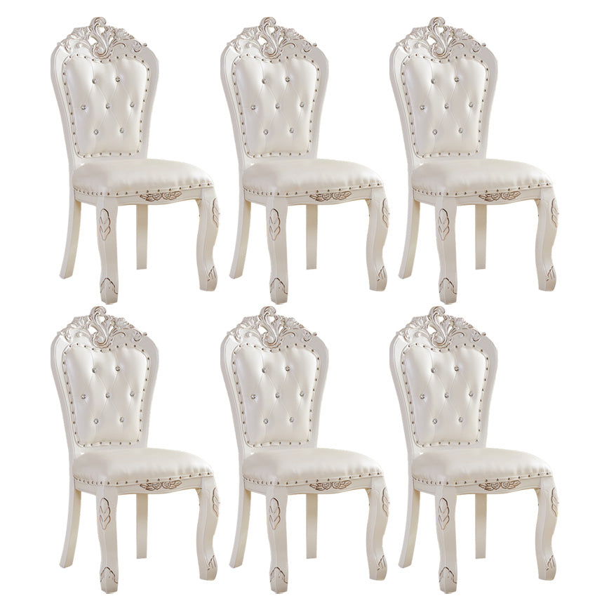 Upholstered European Style Restaurant Side Chair Open White Dining Chair White 6 Piece Set Clearhalo ' kitchen&dining_furn' 'Dining Chairs' 'Dining Tables & Seating' 'dining_chair' 'furn' 'furn_dining_chair' 'Furniture' 'furniture_dining_chair' 'Kitchen & Dining Furniture' 'kitchen' 3725643