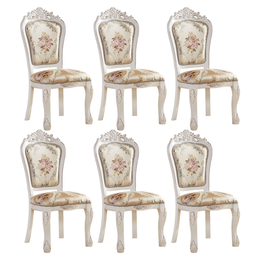 Upholstered European Style Restaurant Side Chair Open White Dining Chair Textured White 6 Piece Set Clearhalo ' kitchen&dining_furn' 'Dining Chairs' 'Dining Tables & Seating' 'dining_chair' 'furn' 'furn_dining_chair' 'Furniture' 'furniture_dining_chair' 'Kitchen & Dining Furniture' 'kitchen' 3725666
