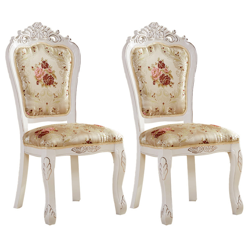 Upholstered European Style Restaurant Side Chair Open White Dining Chair White-Gold 2 Piece Set Clearhalo ' kitchen&dining_furn' 'Dining Chairs' 'Dining Tables & Seating' 'dining_chair' 'furn' 'furn_dining_chair' 'Furniture' 'furniture_dining_chair' 'Kitchen & Dining Furniture' 'kitchen' 3725667