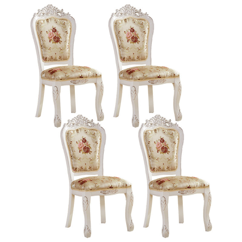Upholstered European Style Restaurant Side Chair Open White Dining Chair White-Gold 4 Piece Set Clearhalo ' kitchen&dining_furn' 'Dining Chairs' 'Dining Tables & Seating' 'dining_chair' 'furn' 'furn_dining_chair' 'Furniture' 'furniture_dining_chair' 'Kitchen & Dining Furniture' 'kitchen' 3725668