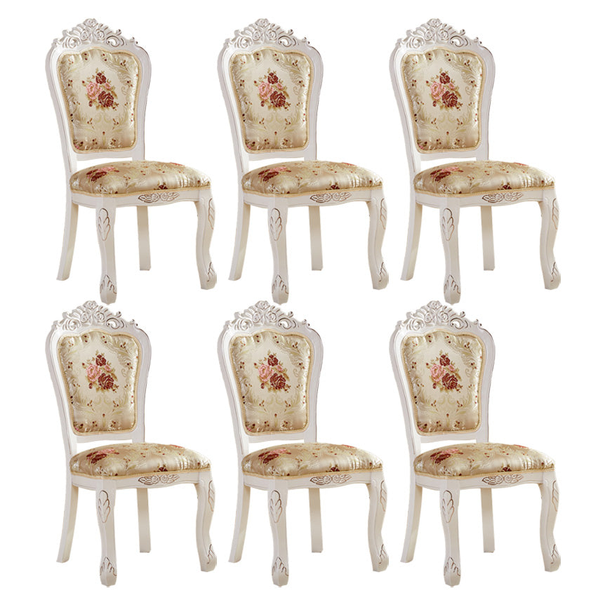 Upholstered European Style Restaurant Side Chair Open White Dining Chair White-Gold 6 Piece Set Clearhalo ' kitchen&dining_furn' 'Dining Chairs' 'Dining Tables & Seating' 'dining_chair' 'furn' 'furn_dining_chair' 'Furniture' 'furniture_dining_chair' 'Kitchen & Dining Furniture' 'kitchen' 3725669
