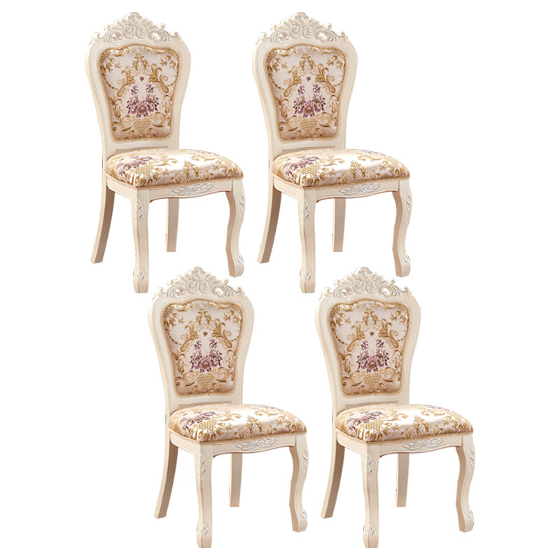 Upholstered European Style Restaurant Side Chair Open White Dining Chair Distressed White 4 Piece Set Clearhalo ' kitchen&dining_furn' 'Dining Chairs' 'Dining Tables & Seating' 'dining_chair' 'furn' 'furn_dining_chair' 'Furniture' 'furniture_dining_chair' 'Kitchen & Dining Furniture' 'kitchen' 3725674
