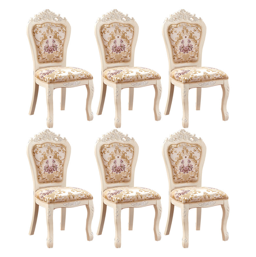 Upholstered European Style Restaurant Side Chair Open White Dining Chair Distressed White 6 Piece Set Clearhalo ' kitchen&dining_furn' 'Dining Chairs' 'Dining Tables & Seating' 'dining_chair' 'furn' 'furn_dining_chair' 'Furniture' 'furniture_dining_chair' 'Kitchen & Dining Furniture' 'kitchen' 3725675