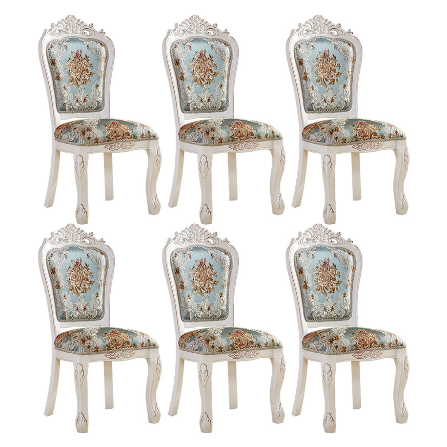 Upholstered European Style Restaurant Side Chair Open White Dining Chair White-Blue 6 Piece Set Clearhalo ' kitchen&dining_furn' 'Dining Chairs' 'Dining Tables & Seating' 'dining_chair' 'furn' 'furn_dining_chair' 'Furniture' 'furniture_dining_chair' 'Kitchen & Dining Furniture' 'kitchen' 3725681