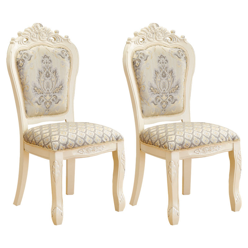 Upholstered European Style Restaurant Side Chair Open White Dining Chair White-Silver 2 Piece Set Clearhalo ' kitchen&dining_furn' 'Dining Chairs' 'Dining Tables & Seating' 'dining_chair' 'furn' 'furn_dining_chair' 'Furniture' 'furniture_dining_chair' 'Kitchen & Dining Furniture' 'kitchen' 3725682