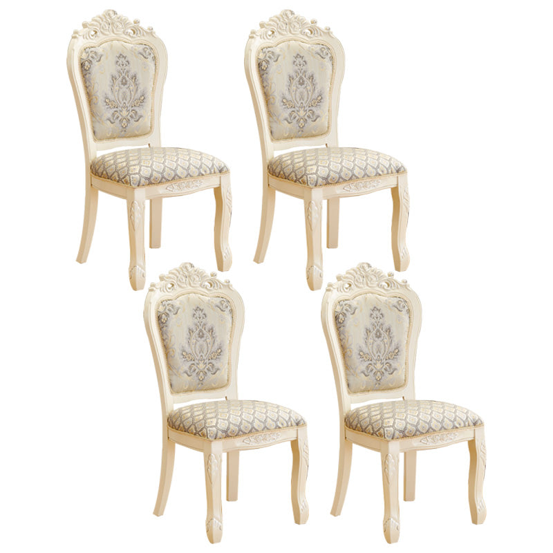 Upholstered European Style Restaurant Side Chair Open White Dining Chair White-Silver 4 Piece Set Clearhalo ' kitchen&dining_furn' 'Dining Chairs' 'Dining Tables & Seating' 'dining_chair' 'furn' 'furn_dining_chair' 'Furniture' 'furniture_dining_chair' 'Kitchen & Dining Furniture' 'kitchen' 3725683