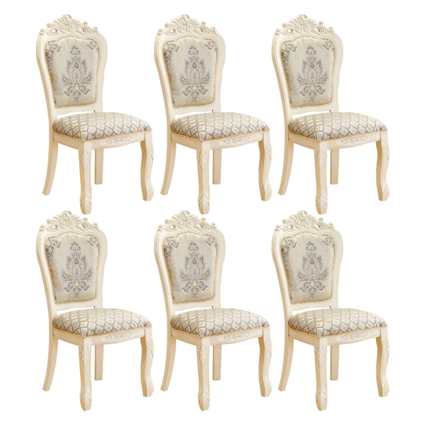 Upholstered European Style Restaurant Side Chair Open White Dining Chair White-Silver 6 Piece Set Clearhalo ' kitchen&dining_furn' 'Dining Chairs' 'Dining Tables & Seating' 'dining_chair' 'furn' 'furn_dining_chair' 'Furniture' 'furniture_dining_chair' 'Kitchen & Dining Furniture' 'kitchen' 3725684