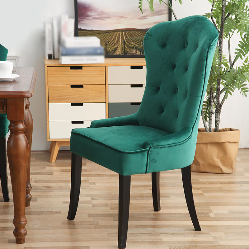 Nordic Style Solid Wood Dining Room Chair Upholstered Armless Chair for Home Use Blackish Green 1 Piece Clearhalo ' kitchen&dining_furn' 'Dining Chairs' 'Dining Tables & Seating' 'dining_chair' 'furn' 'furn_dining_chair' 'Furniture' 'furniture_dining_chair' 'Kitchen & Dining Furniture' 'kitchen' 3725685