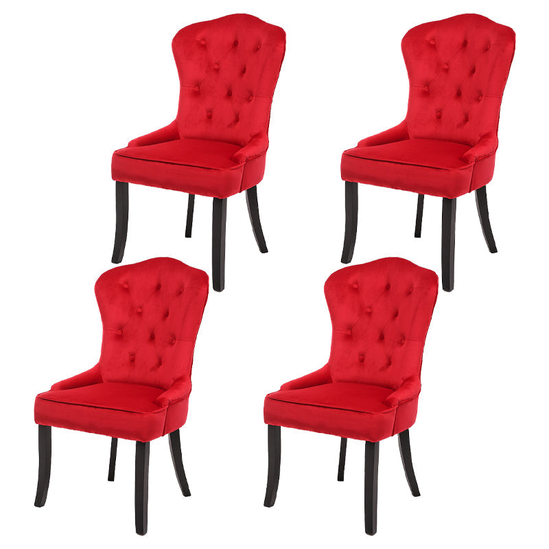 Nordic Style Solid Wood Dining Room Chair Upholstered Armless Chair for Home Use Red 4 Piece Set Clearhalo ' kitchen&dining_furn' 'Dining Chairs' 'Dining Tables & Seating' 'dining_chair' 'furn' 'furn_dining_chair' 'Furniture' 'furniture_dining_chair' 'Kitchen & Dining Furniture' 'kitchen' 3725696