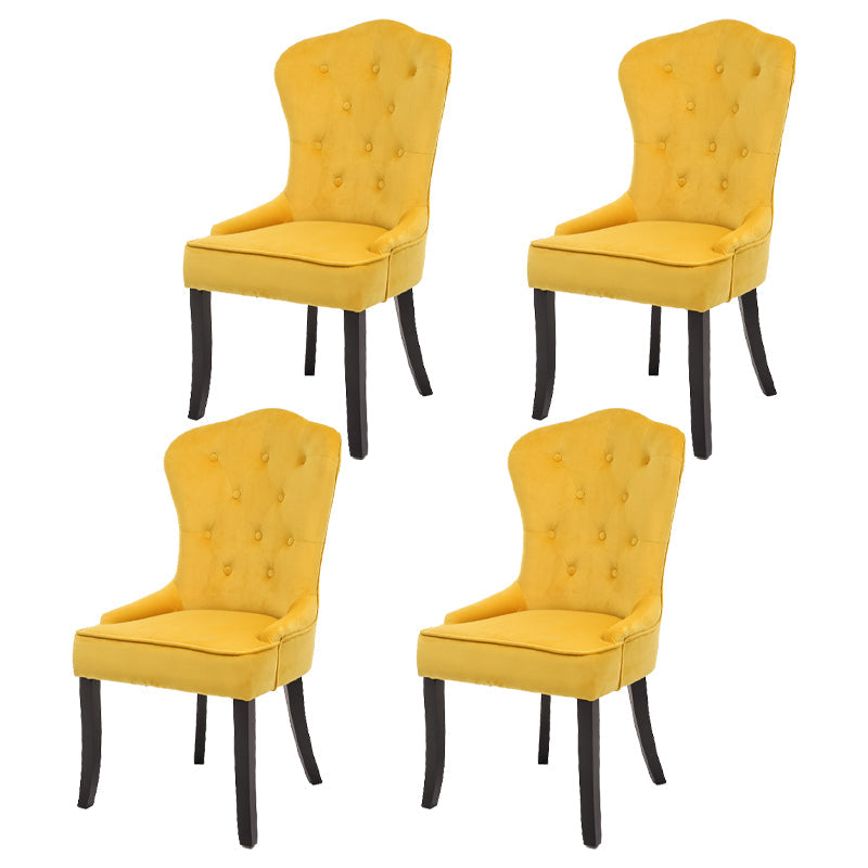 Nordic Style Solid Wood Dining Room Chair Upholstered Armless Chair for Home Use Yellow 4 Piece Set Clearhalo ' kitchen&dining_furn' 'Dining Chairs' 'Dining Tables & Seating' 'dining_chair' 'furn' 'furn_dining_chair' 'Furniture' 'furniture_dining_chair' 'Kitchen & Dining Furniture' 'kitchen' 3725702