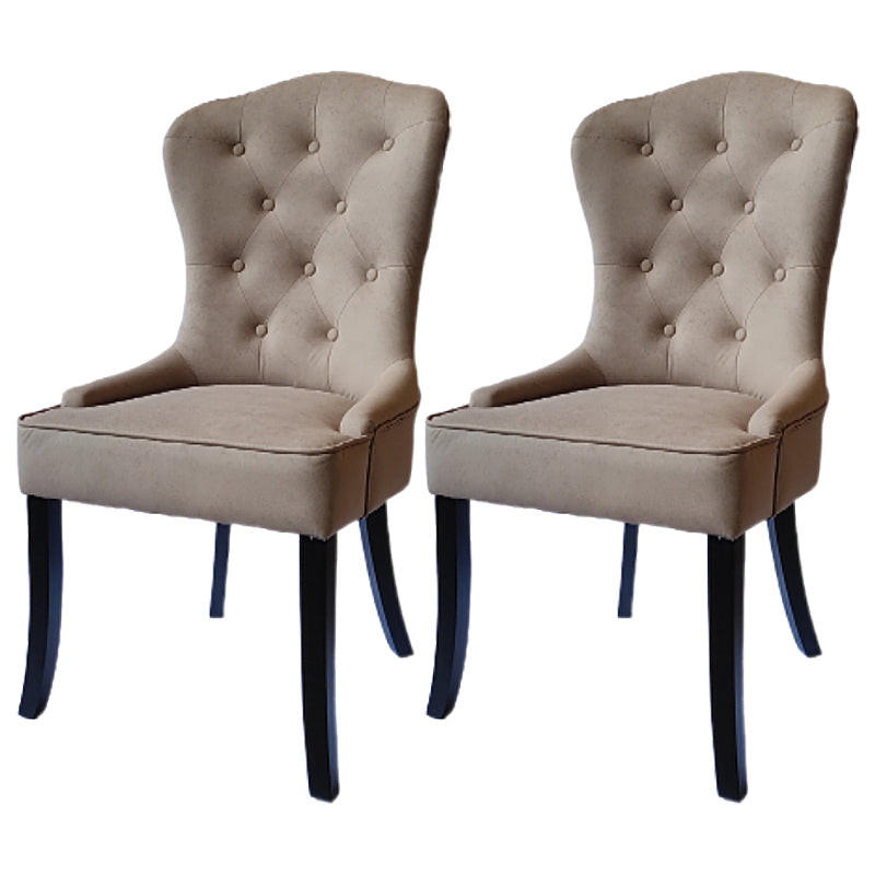 Nordic Style Solid Wood Dining Room Chair Upholstered Armless Chair for Home Use Khaki 2 Piece Set Clearhalo ' kitchen&dining_furn' 'Dining Chairs' 'Dining Tables & Seating' 'dining_chair' 'furn' 'furn_dining_chair' 'Furniture' 'furniture_dining_chair' 'Kitchen & Dining Furniture' 'kitchen' 3725717