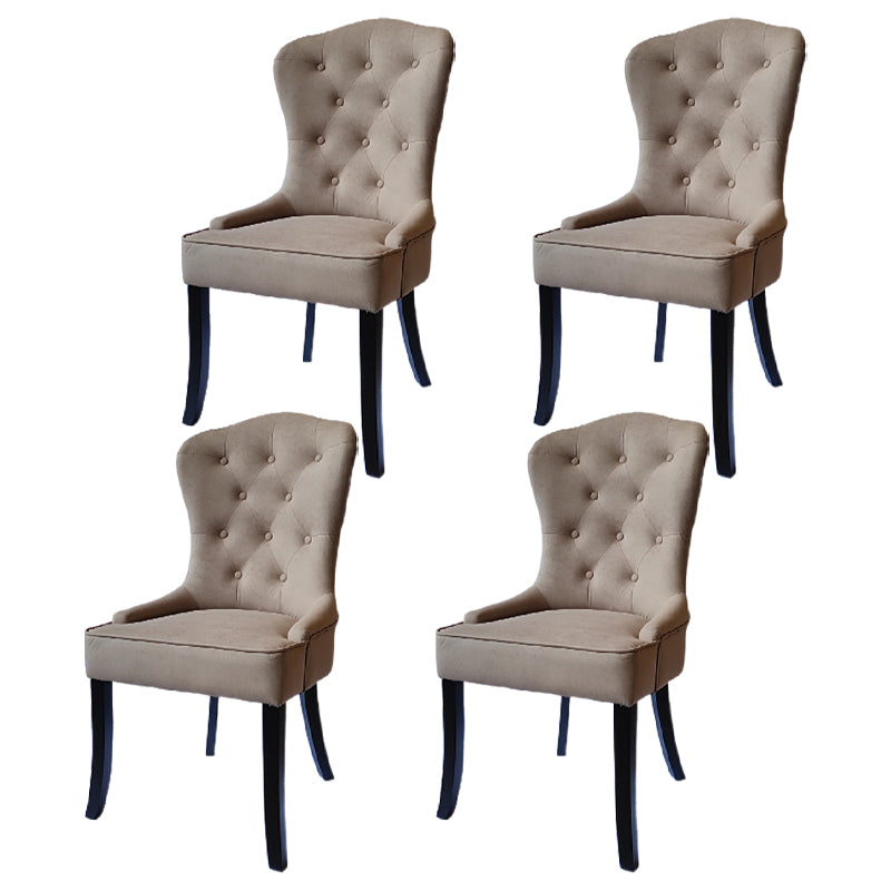 Nordic Style Solid Wood Dining Room Chair Upholstered Armless Chair for Home Use Khaki 4 Piece Set Clearhalo ' kitchen&dining_furn' 'Dining Chairs' 'Dining Tables & Seating' 'dining_chair' 'furn' 'furn_dining_chair' 'Furniture' 'furniture_dining_chair' 'Kitchen & Dining Furniture' 'kitchen' 3725718