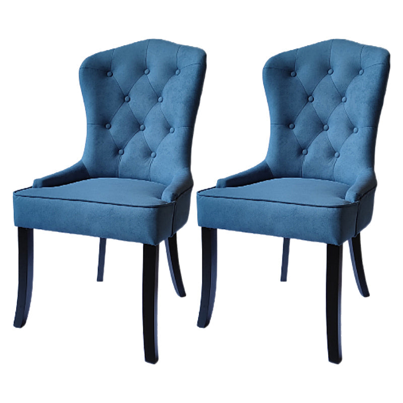 Nordic Style Solid Wood Dining Room Chair Upholstered Armless Chair for Home Use Dark Blue 2 Piece Set Clearhalo ' kitchen&dining_furn' 'Dining Chairs' 'Dining Tables & Seating' 'dining_chair' 'furn' 'furn_dining_chair' 'Furniture' 'furniture_dining_chair' 'Kitchen & Dining Furniture' 'kitchen' 3725723