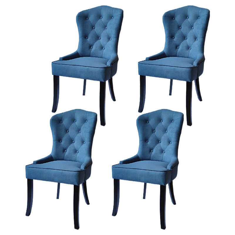 Nordic Style Solid Wood Dining Room Chair Upholstered Armless Chair for Home Use Dark Blue 4 Piece Set Clearhalo ' kitchen&dining_furn' 'Dining Chairs' 'Dining Tables & Seating' 'dining_chair' 'furn' 'furn_dining_chair' 'Furniture' 'furniture_dining_chair' 'Kitchen & Dining Furniture' 'kitchen' 3725724