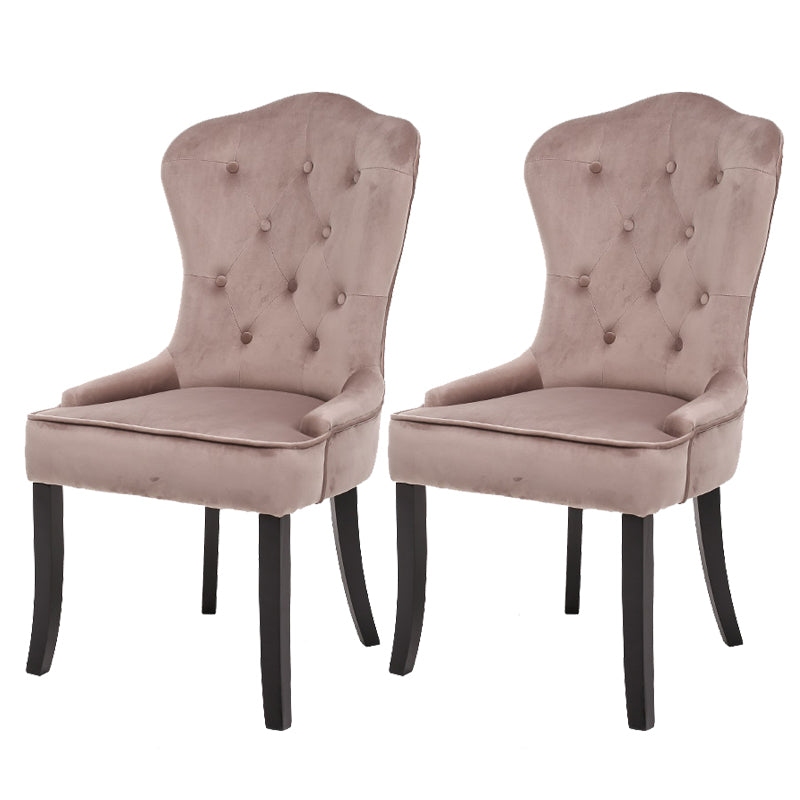 Nordic Style Solid Wood Dining Room Chair Upholstered Armless Chair for Home Use Light Khaki 2 Piece Set Clearhalo ' kitchen&dining_furn' 'Dining Chairs' 'Dining Tables & Seating' 'dining_chair' 'furn' 'furn_dining_chair' 'Furniture' 'furniture_dining_chair' 'Kitchen & Dining Furniture' 'kitchen' 3725726